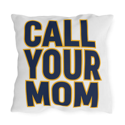 Go To Class Call Your Mom Pillow | Outdoor Pillow, Bold Navy Yellow Text