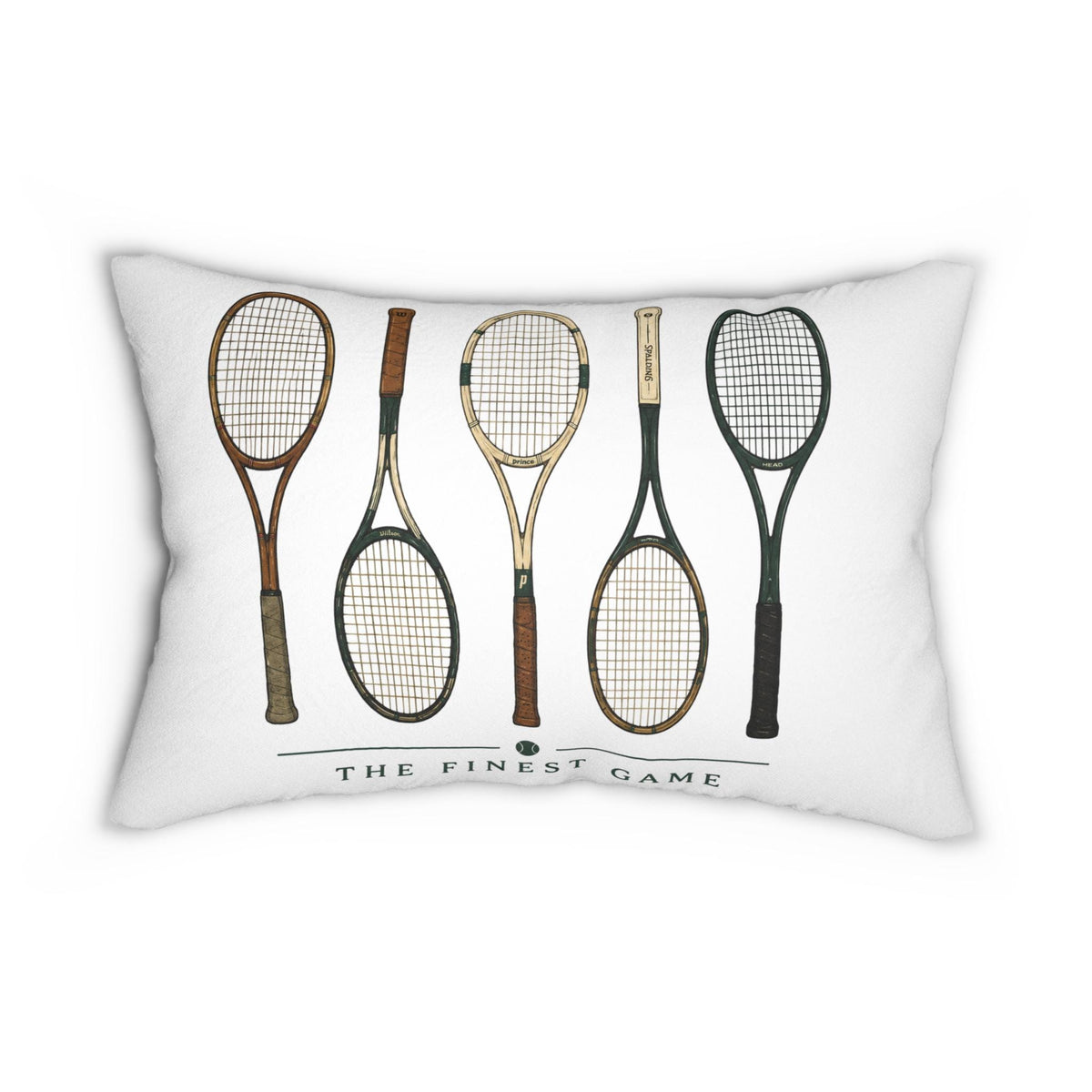 Vintage Tennis Rackets lumbar pillow | Spun Polyester