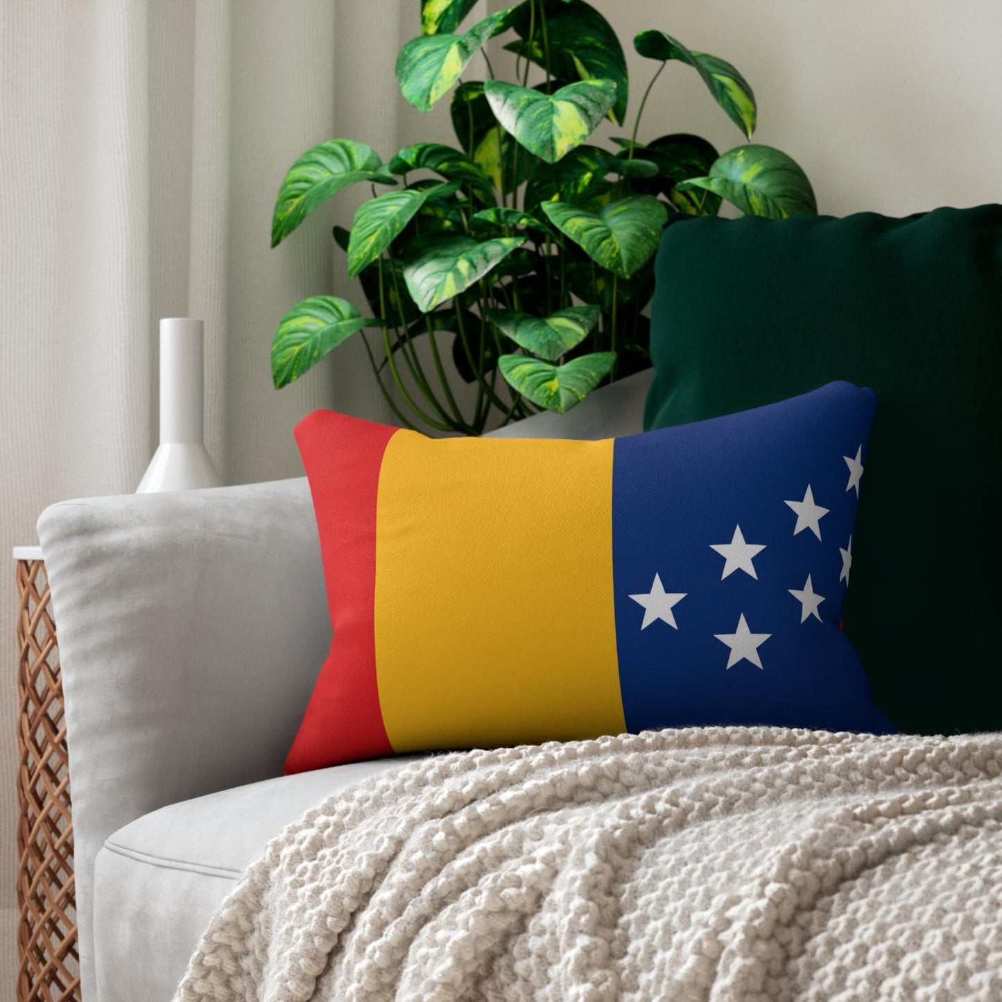 Durham NC City Flag Stars lumbar pillow | spun polyester decorative pillow