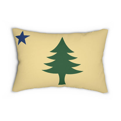 Maine State Flag Pine Tree with Star Lumbar Pillow | Spun Polyester