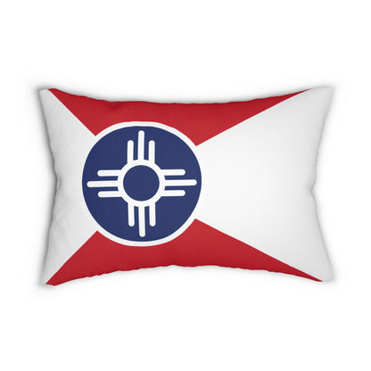 Wichita Flag Lumbar Pillow | Red White Blue Zia Symbol