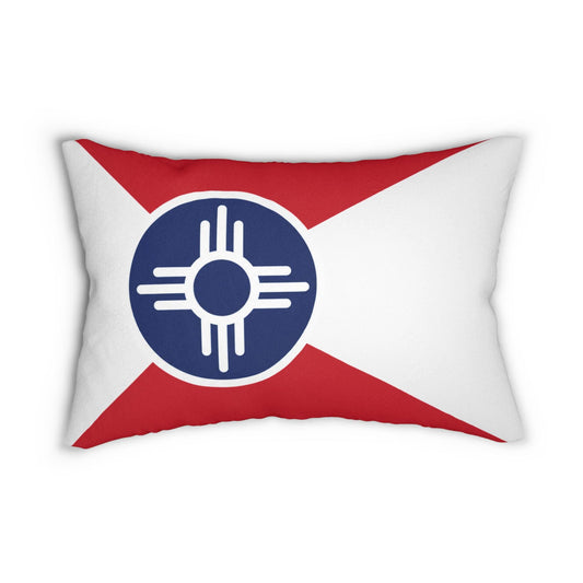 Wichita Flag Lumbar Pillow | Red White Blue Zia Symbol