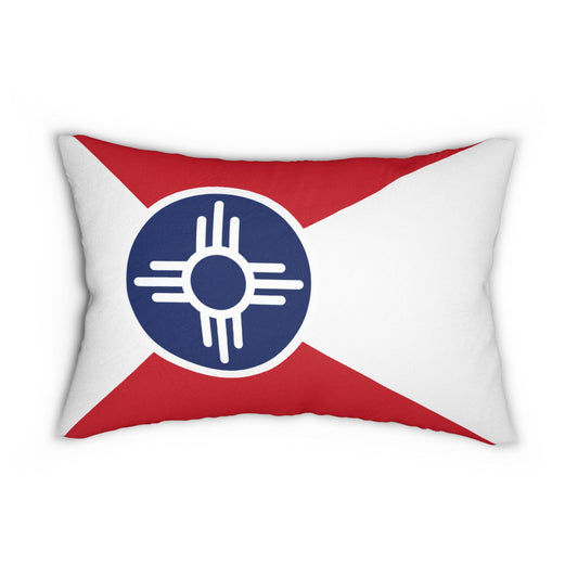 Wichita Flag Lumbar Pillow | Red White Blue Zia Symbol