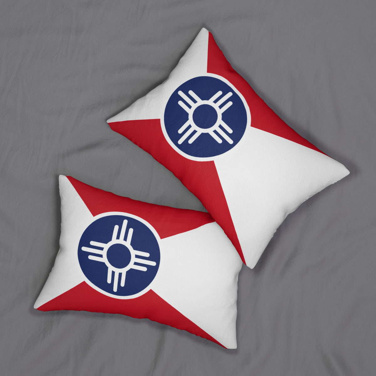 Wichita Flag Lumbar Pillow | Red White Blue Zia Symbol