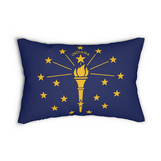 Indiana State Flag Lumbar Pillow | Torch & Stars Decorative Pillow