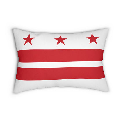 Washington DC Flag Lumbar Pillow | Red Stars and Stripes Accent Pillow