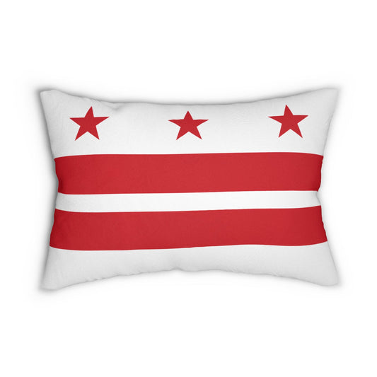 Washington DC Flag Lumbar Pillow | Red Stars and Stripes Accent Pillow