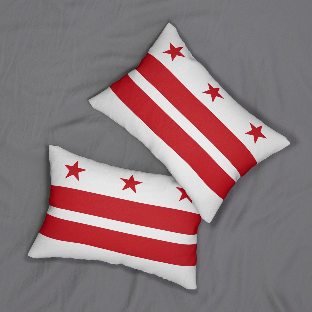 Washington DC Flag Lumbar Pillow | Red Stars and Stripes Accent Pillow