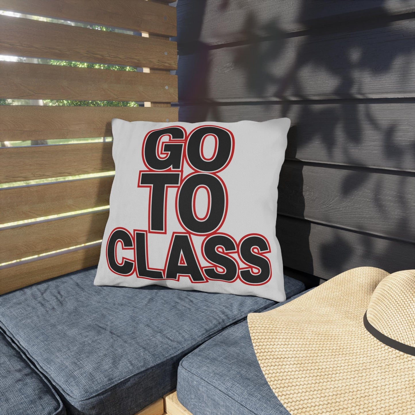Go To Class Call Your Mom Pillow Outdoor Pillow | Retro Black & Red Text