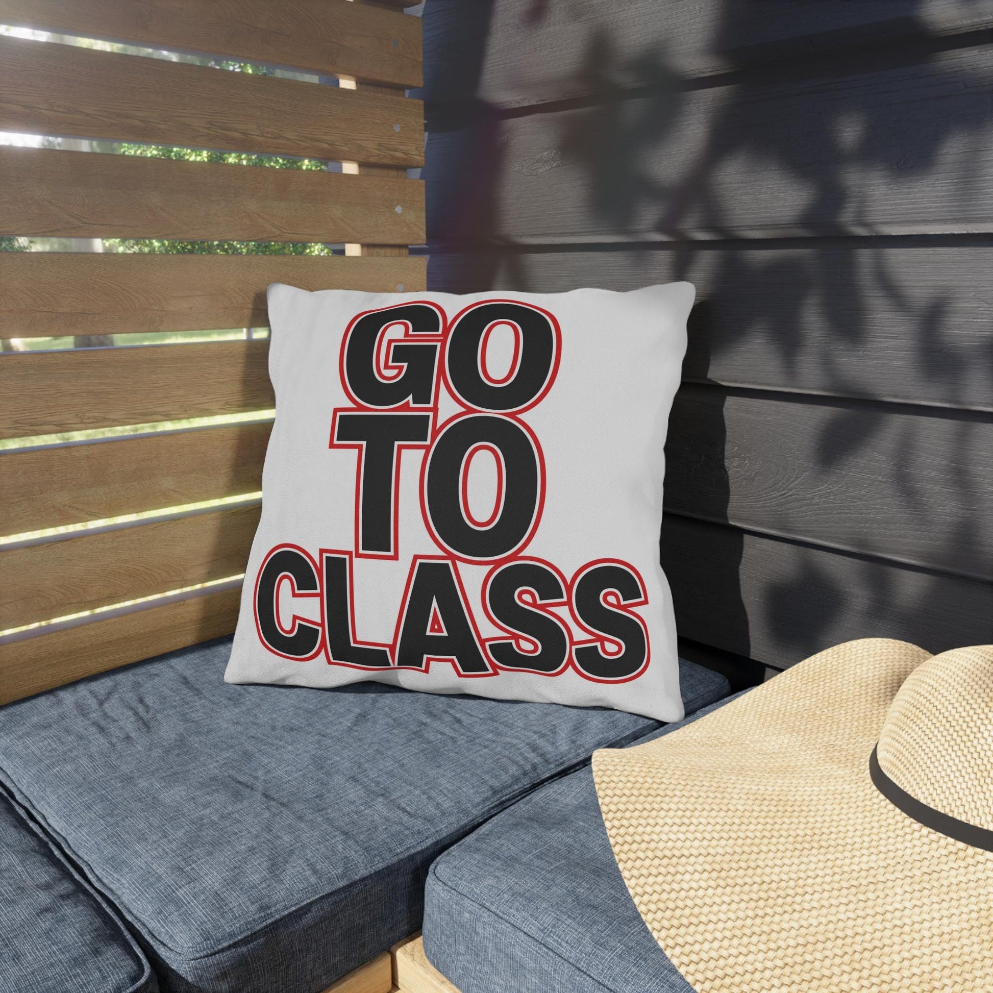 Go To Class Call Your Mom Pillow Outdoor Pillow | Retro Black & Red Text