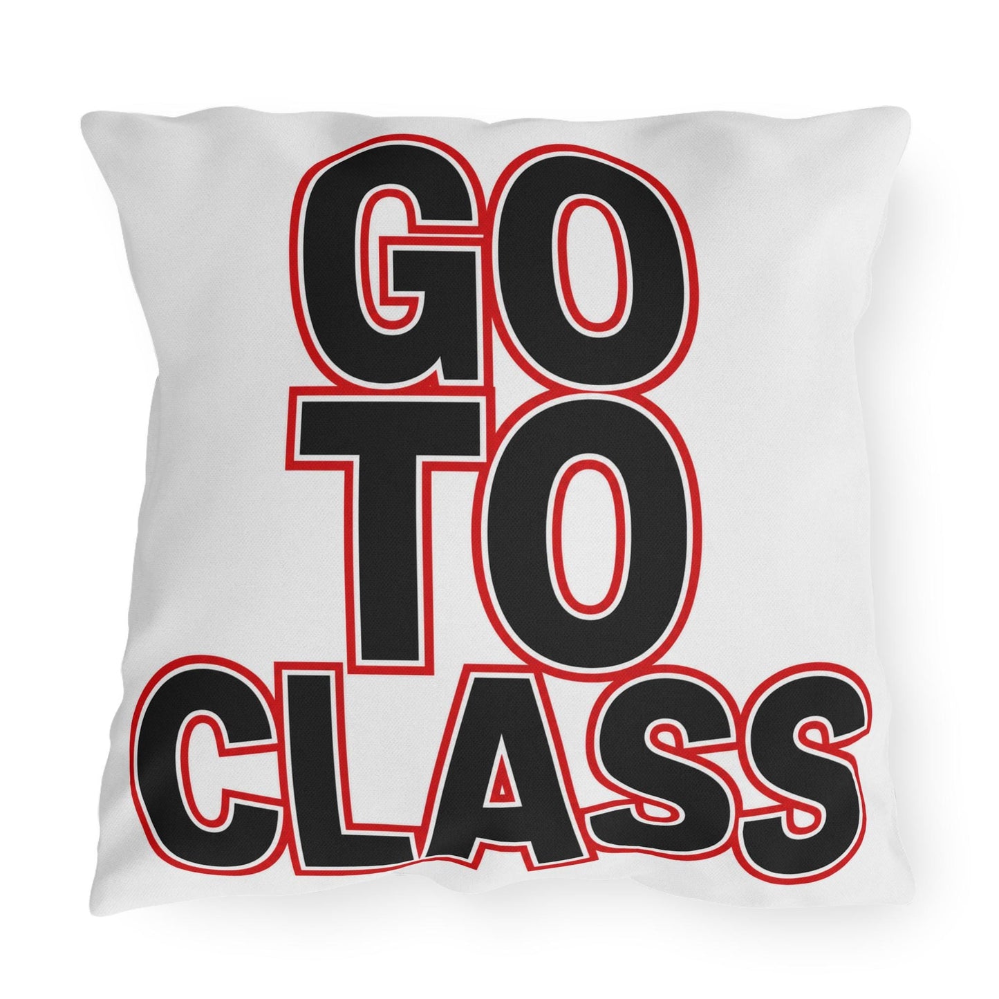 Go To Class Call Your Mom Pillow Outdoor Pillow | Retro Black & Red Text
