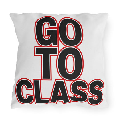 Go To Class Call Your Mom Pillow Outdoor Pillow | Retro Black & Red Text
