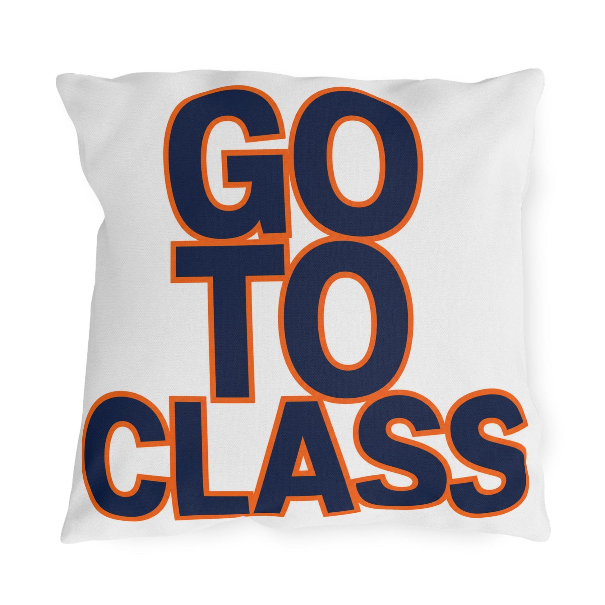 Go To Class Call Your Dad Navy Orange Outdoor Pillow | Dorm Patio Accent