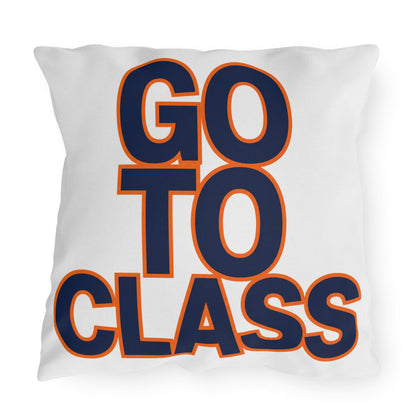 Go To Class Call Your Dad Navy Orange Outdoor Pillow | Dorm Patio Accent