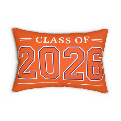 Class of 2026 Lumbar Pillow | Orange Striped Graduation Decor