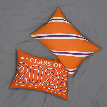 Class of 2026 Lumbar Pillow | Orange Striped Graduation Decor