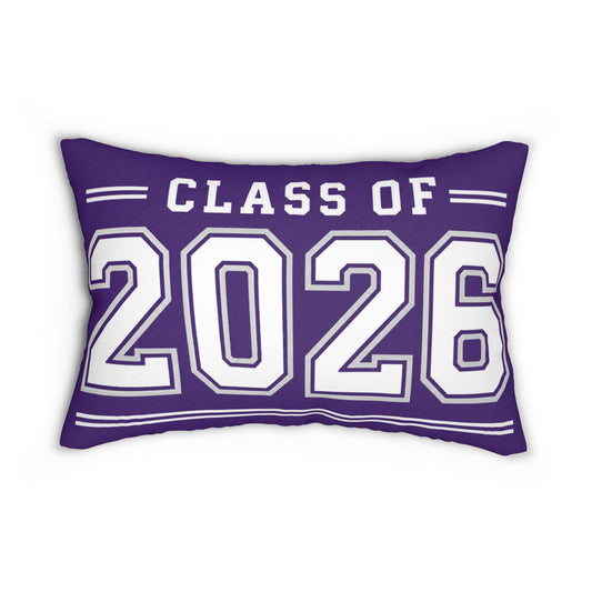 Class of 2026 Purple Graduation Lumbar Pillow | School Dorm Room Pillow