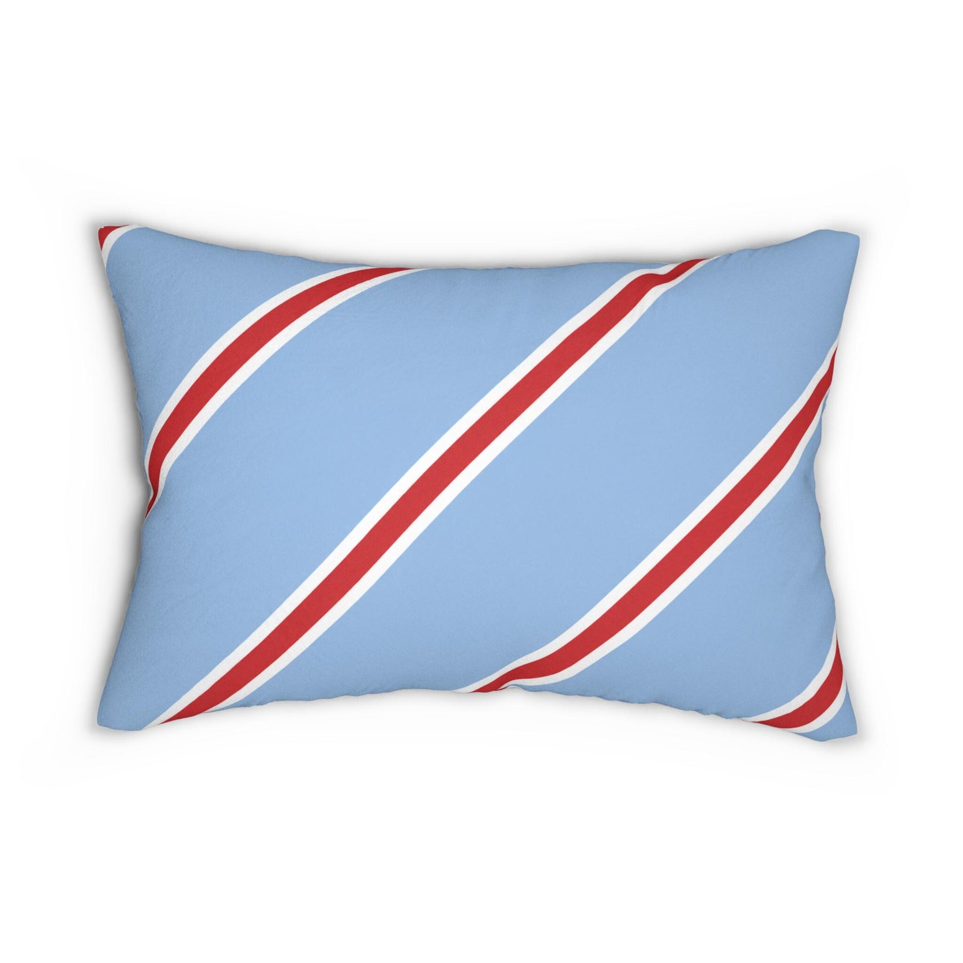 Red White Diagonal Stripe Lumbar Pillow Spun Polyester Lumbar Pillow | Nautical Accent