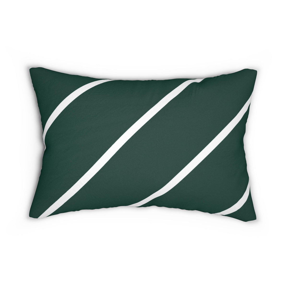 Green Diagonal Stripe Lumbar Pillow | Modern Minimal Decorative Pillow
