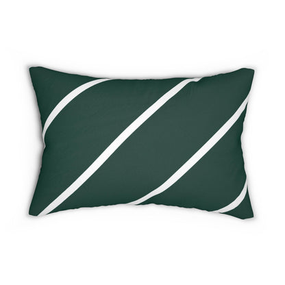 Green Diagonal Stripe Lumbar Pillow | Modern Minimal Decorative Pillow