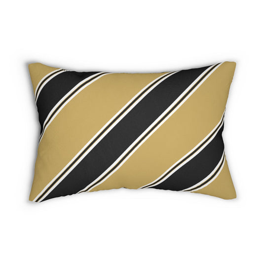 Diagonal Black and Gold Stripe Lumbar Pillow | Modern Geometric Throw Pillow