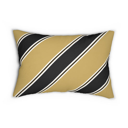 Diagonal Black and Gold Stripe Lumbar Pillow | Modern Geometric Throw Pillow