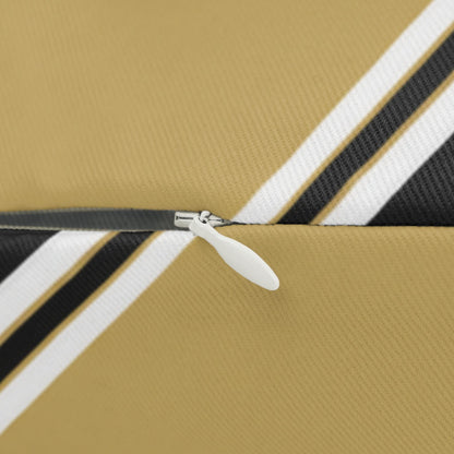 Diagonal Black and Gold Stripe Lumbar Pillow | Modern Geometric Throw Pillow