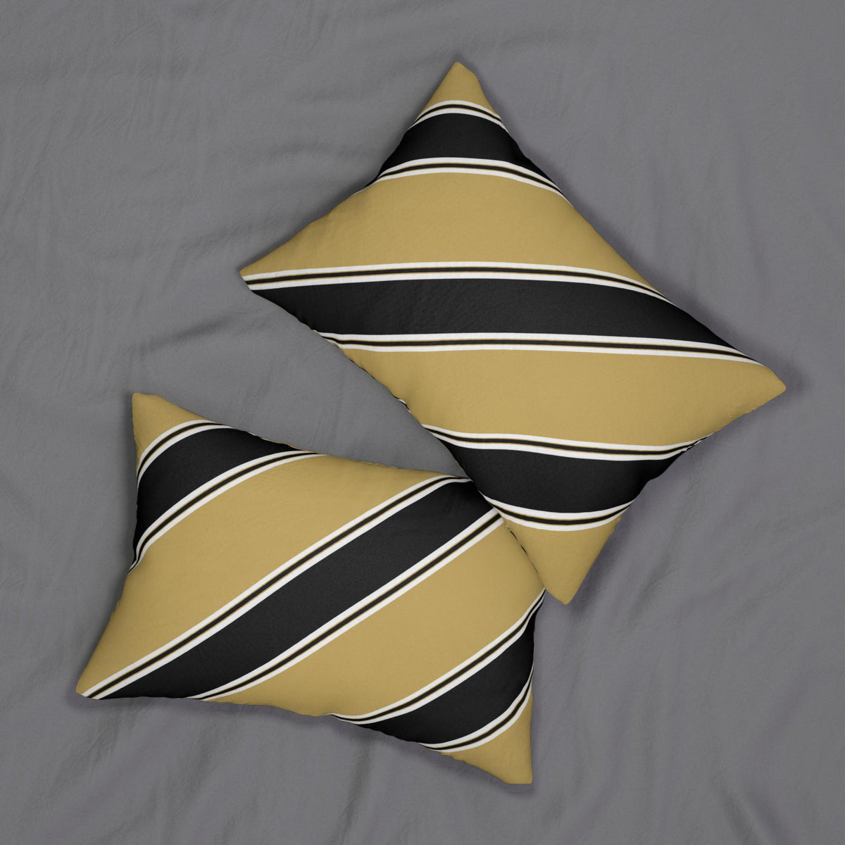 Diagonal Black and Gold Stripe Lumbar Pillow | Modern Geometric Throw Pillow