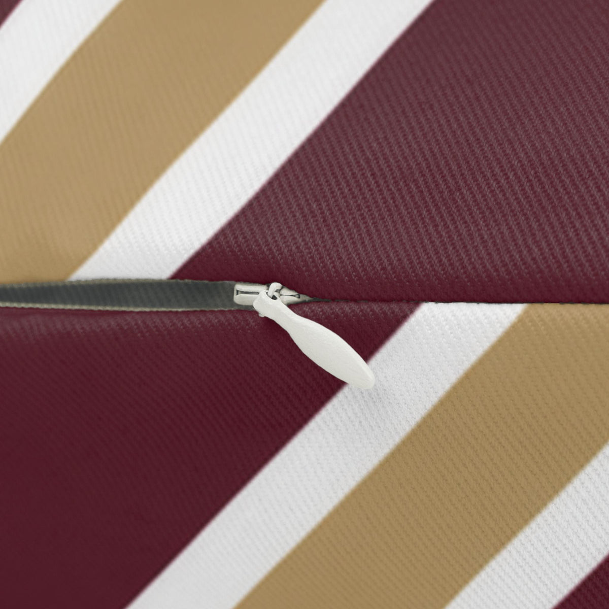 Diagonal Maroon Stripe lumbar pillow | Burgundy tan white stripe lumbar pillow