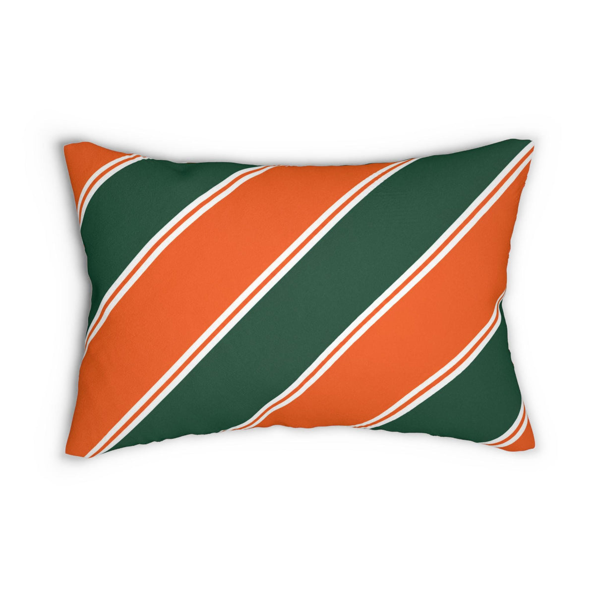 Diagonal Orange and Green Stripe Lumbar Pillow | Modern Stripe Decorative Pillow