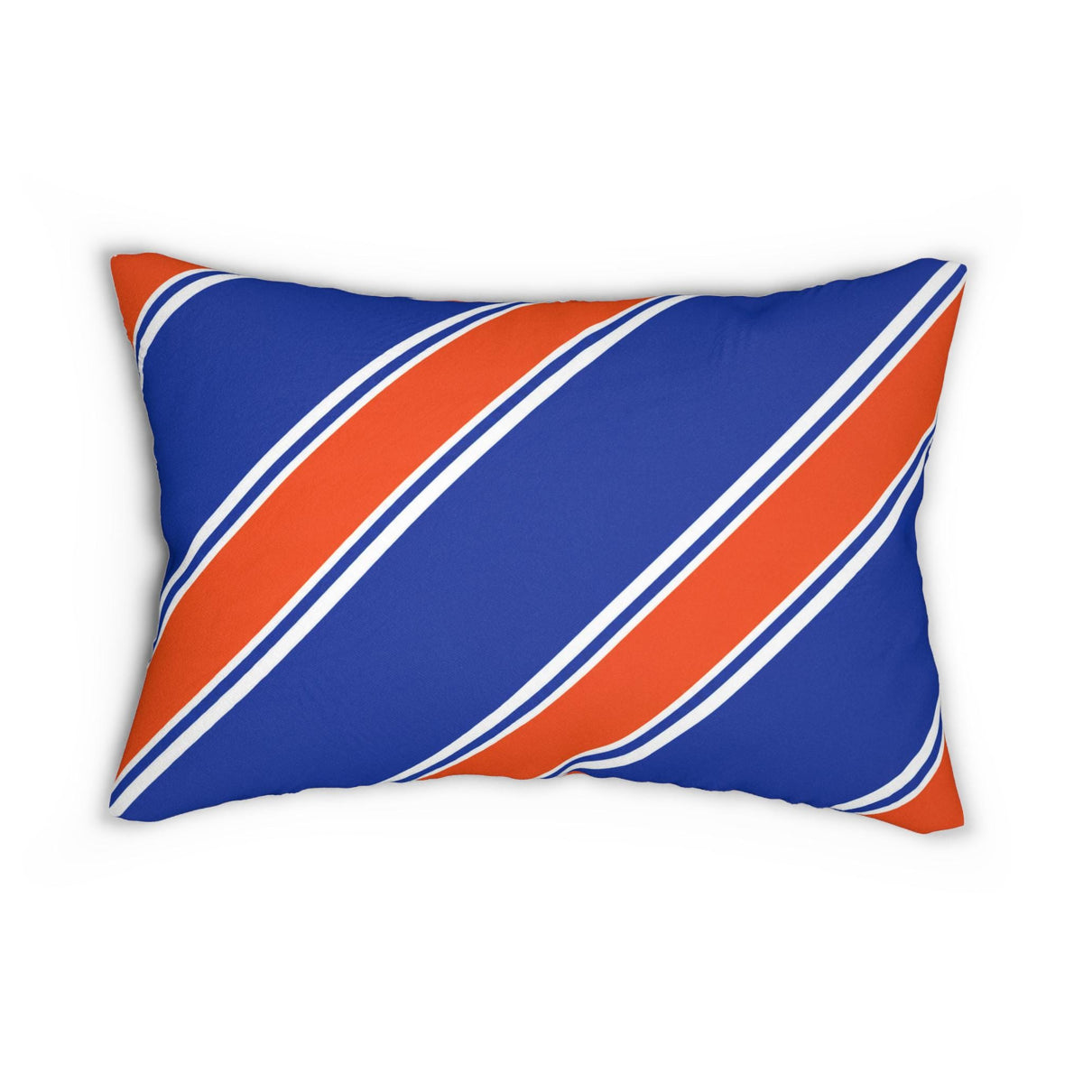 Diagonal Blue and Orange Stripe Lumbar Pillow | Nautical Accent