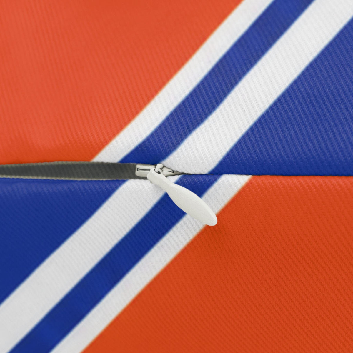 Diagonal Blue and Orange Stripe Lumbar Pillow | Nautical Accent
