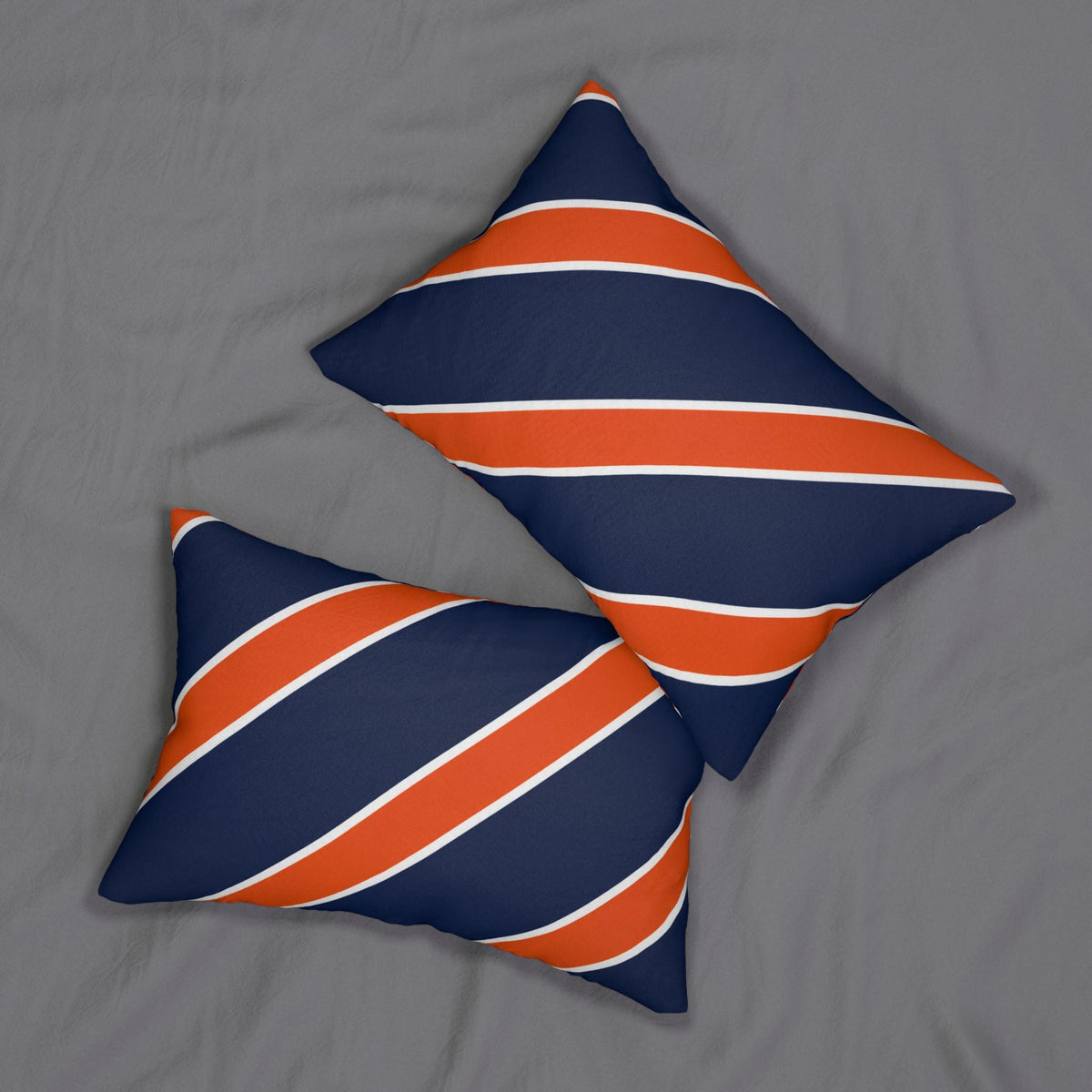 Navy and Orange Diagonal Stripe Lumbar Pillow