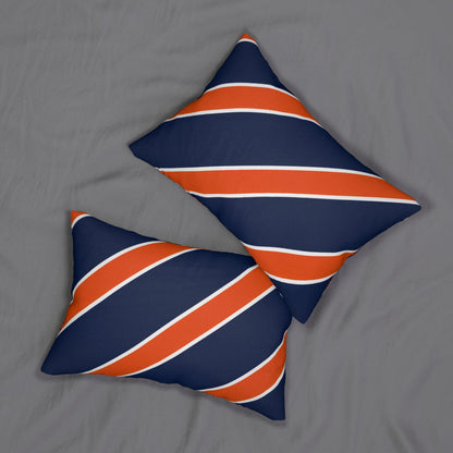 Navy and Orange Diagonal Stripe Lumbar Pillow