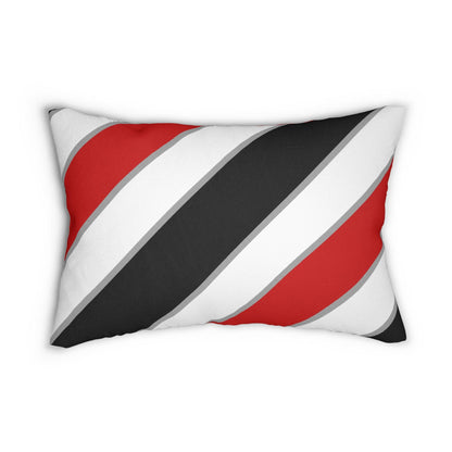Diagonal Red Black White Stripes Lumbar Pillow | Decorative Throw Pillow