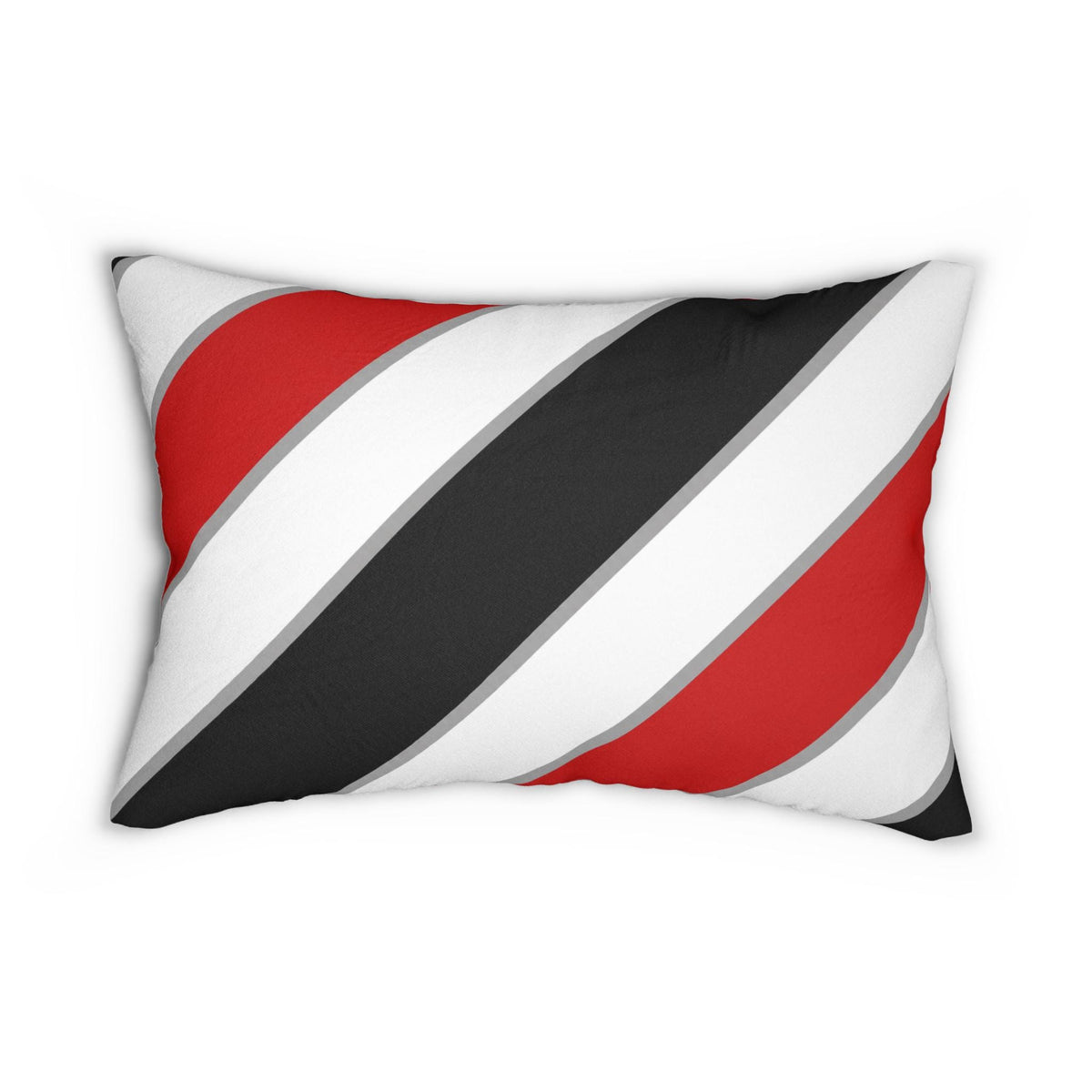 Diagonal Red Black White Stripes Lumbar Pillow | Decorative Throw Pillow