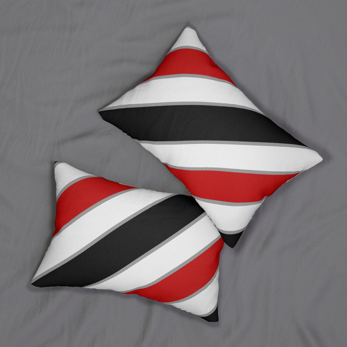 Diagonal Red Black White Stripes Lumbar Pillow | Decorative Throw Pillow