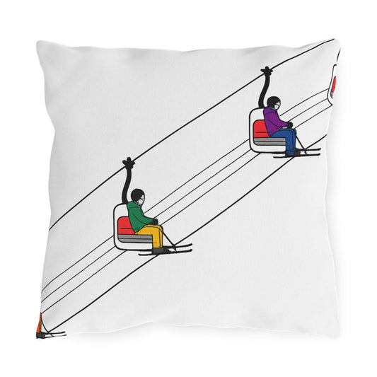 Ski Lift Chairs Outdoor Pillow | Skiing Slope Cabin Decor