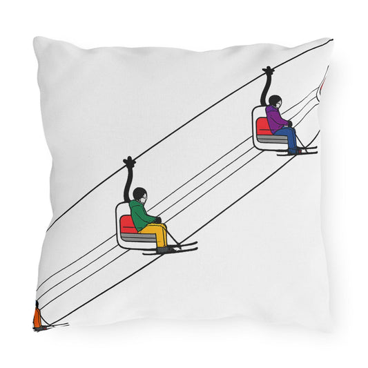 Ski Lift Chairs Outdoor Pillow | Skiing Slope Cabin Decor
