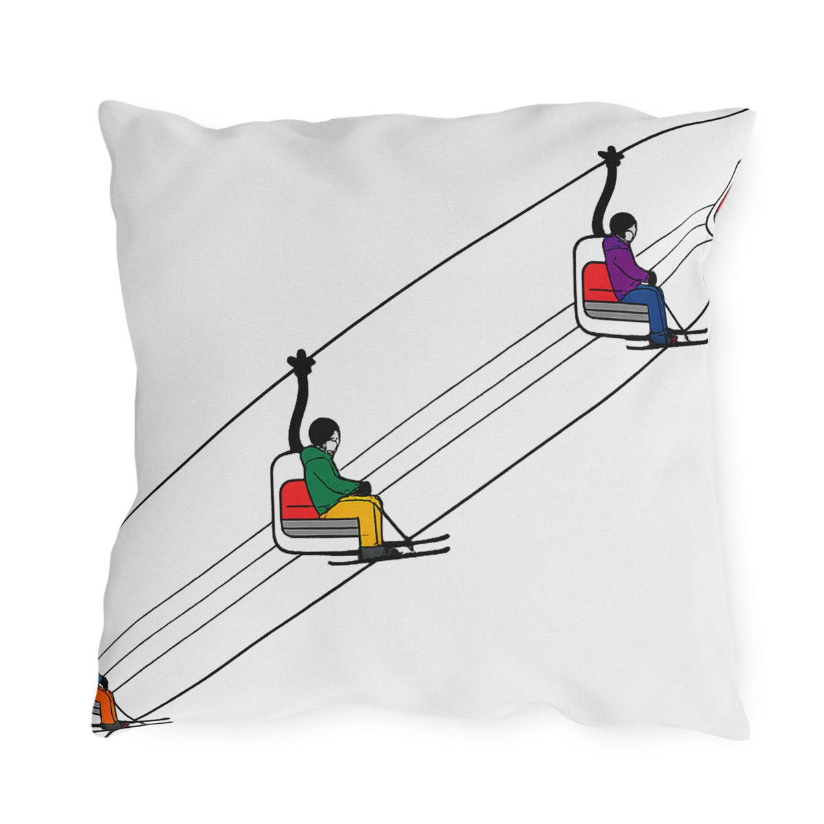 Ski Lift Chairs Outdoor Pillow | Skiing Slope Cabin Decor