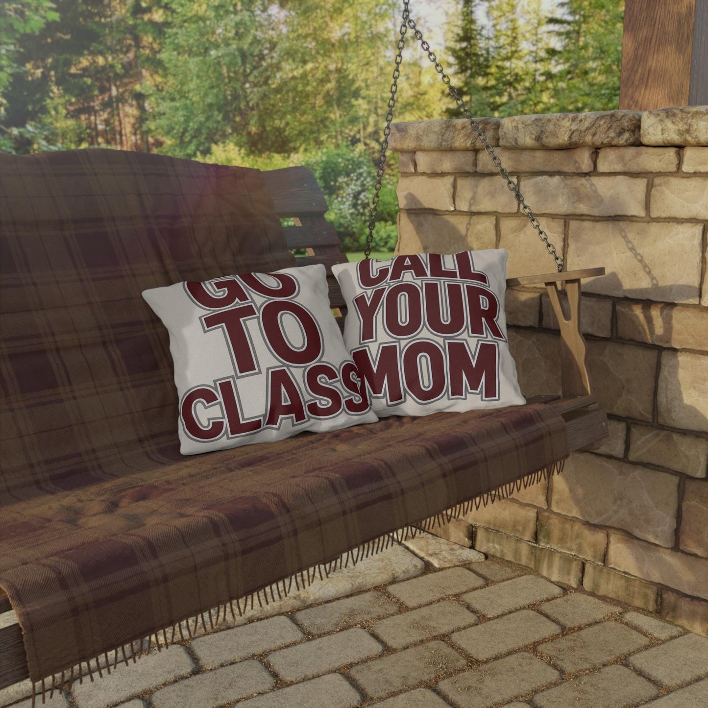 Call Your Mom outdoor pillow | Go To Class typography throw pillow