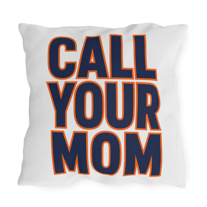 Go To Class Call Your Mom pillow | Typographic Outdoor Pillow, Navy and Orange Text