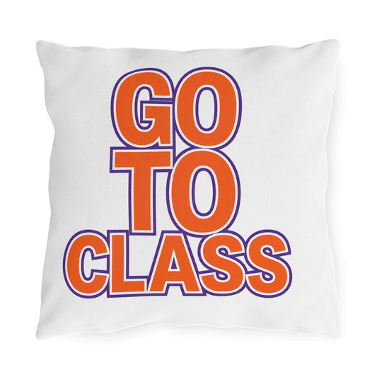Go To Class Call Your Mom Outdoor Pillow | Bold Retro Lettering Accent Pillow