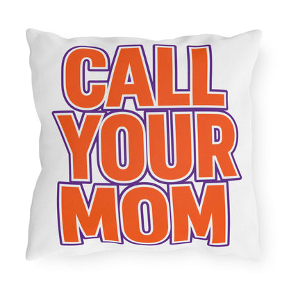 Go To Class Call Your Mom Outdoor Pillow | Bold Retro Lettering Accent Pillow