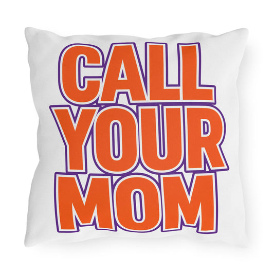 Go To Class Call Your Mom Outdoor Pillow | Bold Retro Lettering Accent Pillow