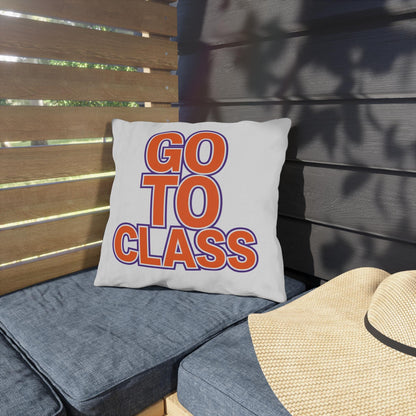 Go To Class Call Your Mom Outdoor Pillow | Bold Retro Lettering Accent Pillow