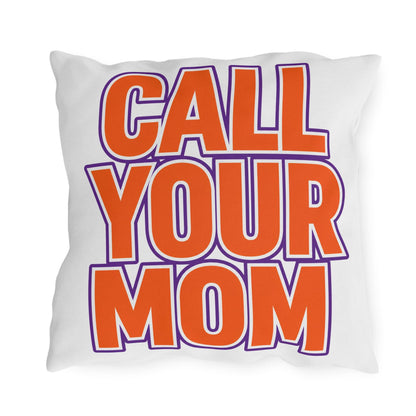 Go To Class Call Your Mom Outdoor Pillow | Bold Retro Lettering Accent Pillow