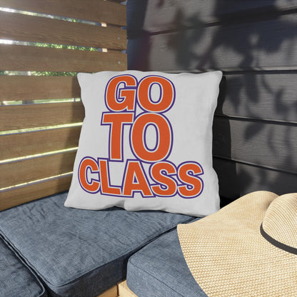 Go To Class Call Your Mom Outdoor Pillow | Bold Retro Lettering Accent Pillow