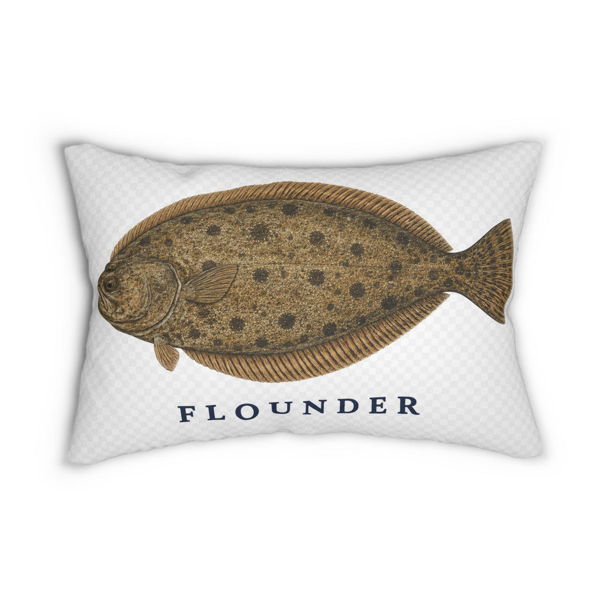 Flounder Illustration Lumbar Pillow | Nautical Fish Decor