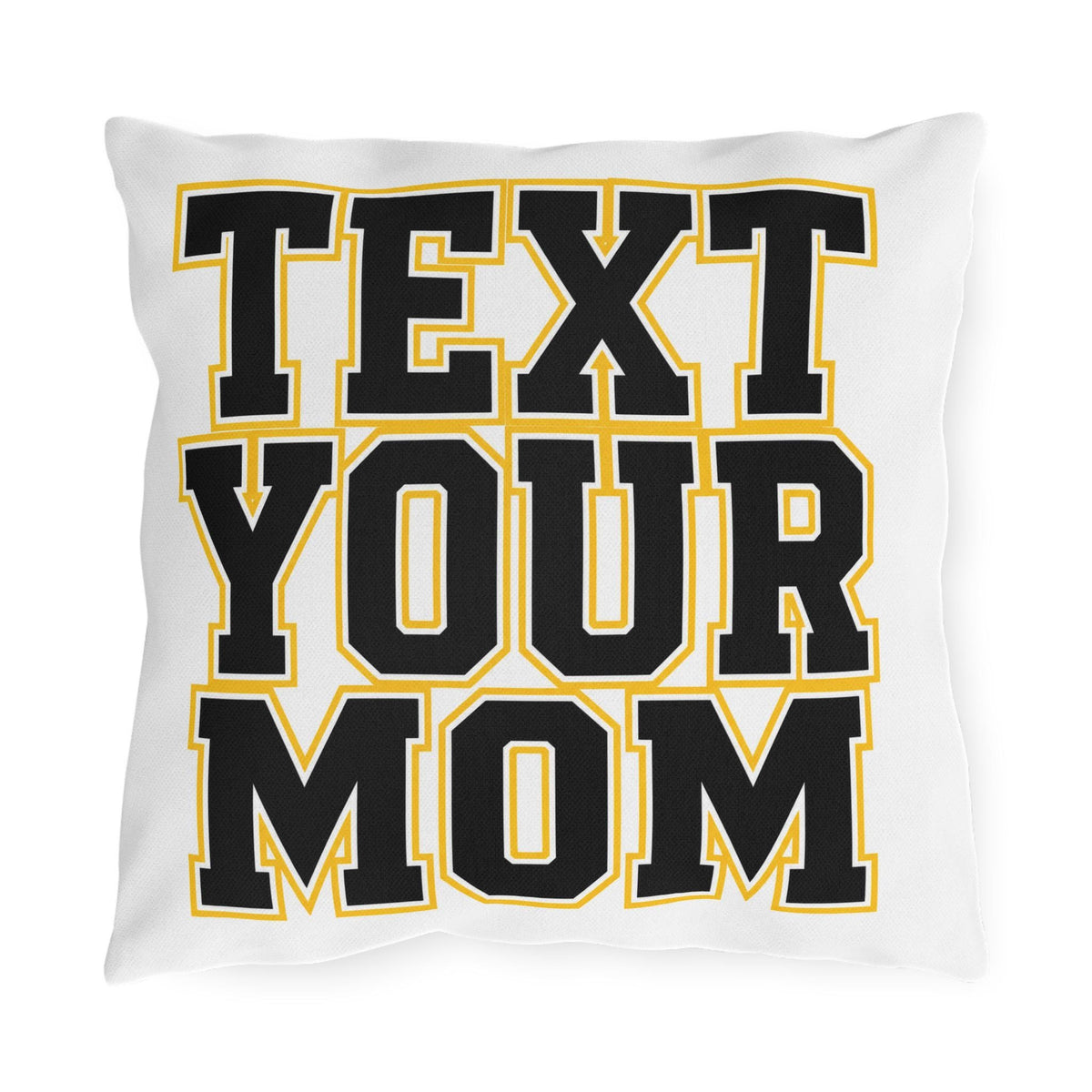 Text Your Mom outdoor pillow | Go Study varsity block lettering outdoor pillow